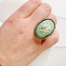 Load image into Gallery viewer, Hand Embroidered Ring - Floral 2
